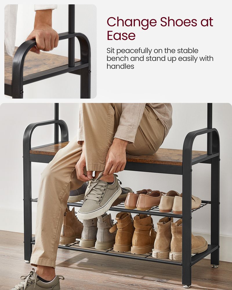 VASAGLE Coat Rack with Shoe Bench for Entryway