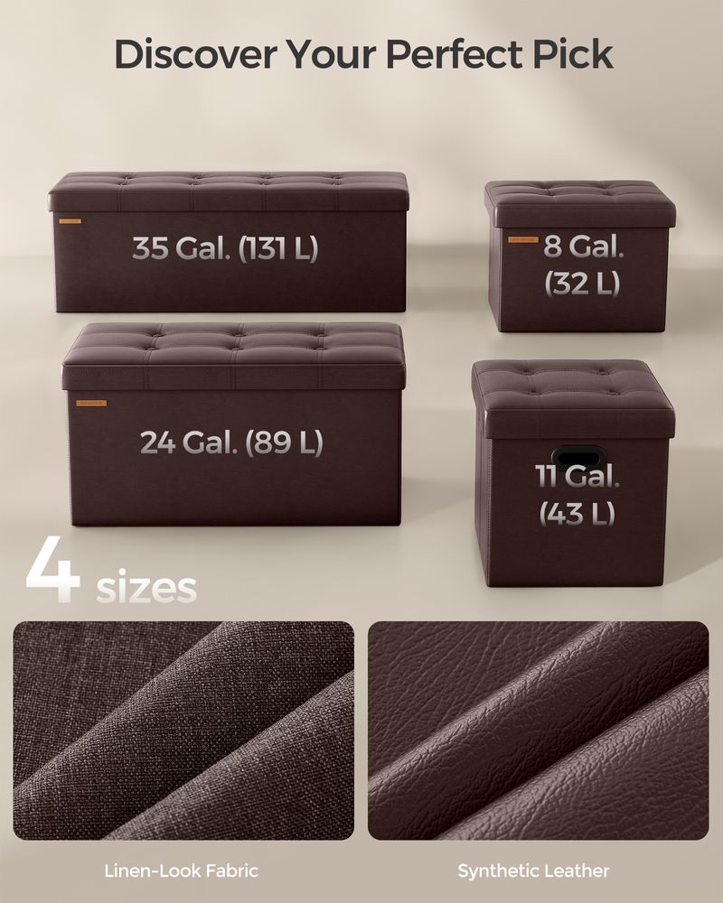 SONGMICS Folding Storage Ottoman Bench