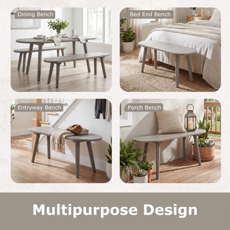 43 Inch Solid Wood Farmhouse Dining Bench Rustic Wooden Entryway Bench with Rubber Wood Legs-Gray