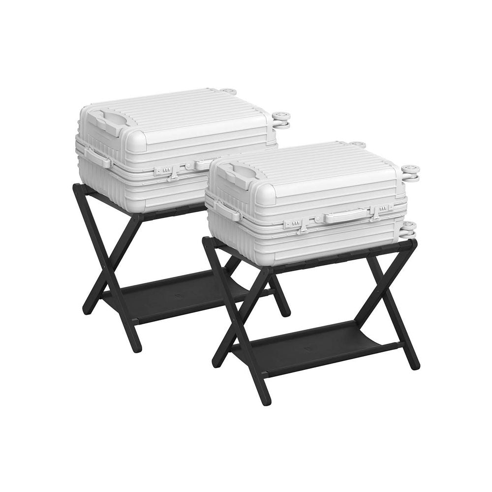 SONGMICS Folding Suitcase Stand with Storage Shelf