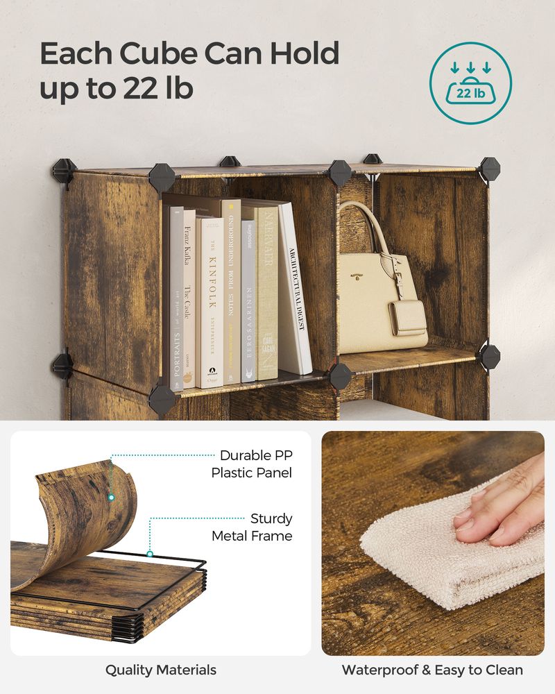 SONGMICS 6 Cube Storage Organizer with Feet and Rubber Mallet