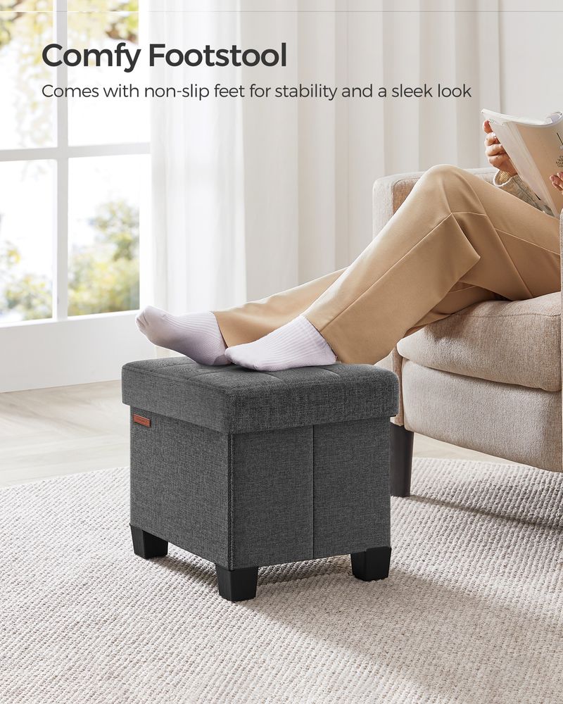 SONGMICS Small Ottoman Foot Rest with Legs