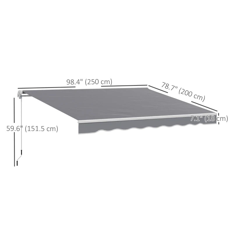 8' x 7' Retractable Awning, Patio Awnings, Sunshade Shelter with 280 g/m² UV & Water-Resistant Fabric, Dark Grey