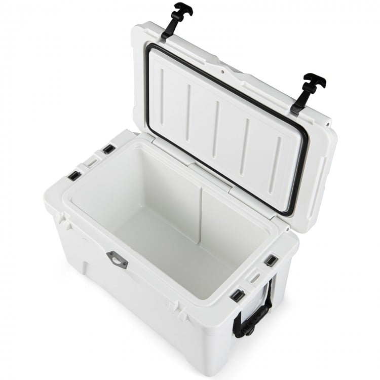 45 Quart Portable Hard Cooler Insulated Ice Chest Keeps Cool for up to 6 Days-White
