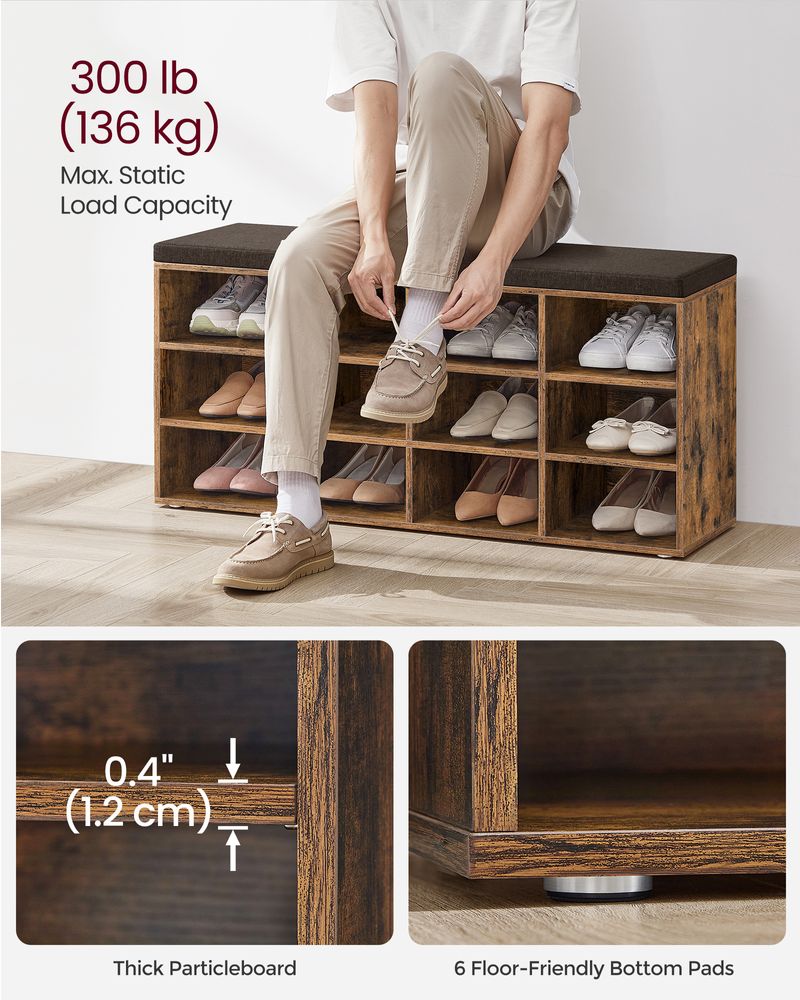 VASAGLE Shoe Bench with Cushion