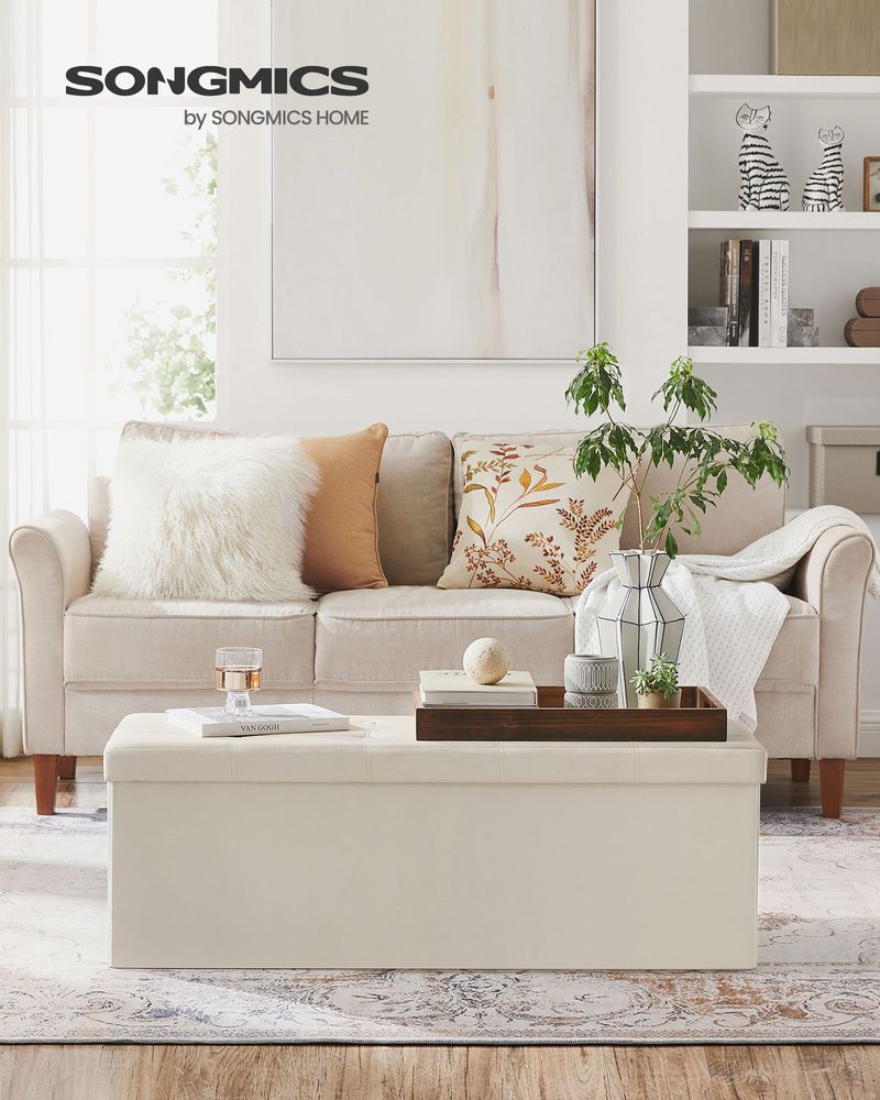 SONGMICS Folding Storage Ottoman Bench