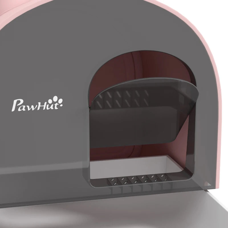Cat Litter Box with Lid, Removable Tray, Scoop, Filter, Pink