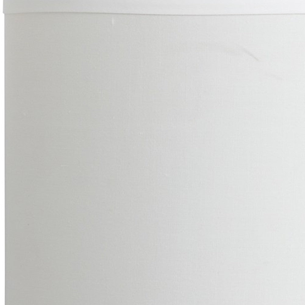 19" Silver Bedside Table Lamp With White Drum Shade