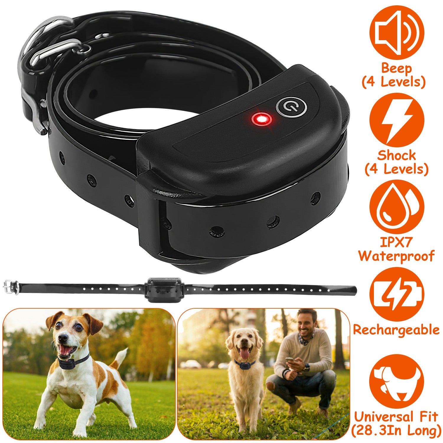 IPX7 Waterproof Electric Dog Training Collar Rechargeable Receiver Beep Shock for Small Medium Large Dogs