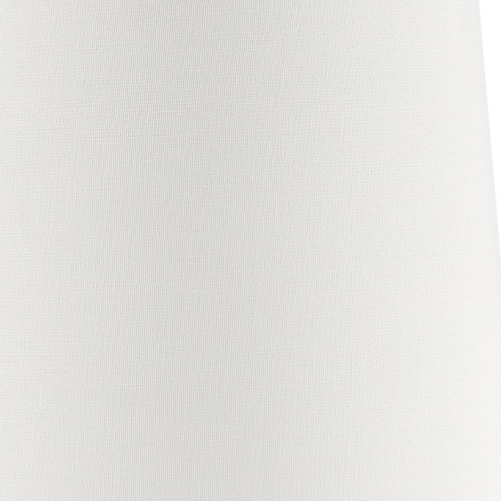 24" White Metal Bedside Table Lamp With Off-White Shade