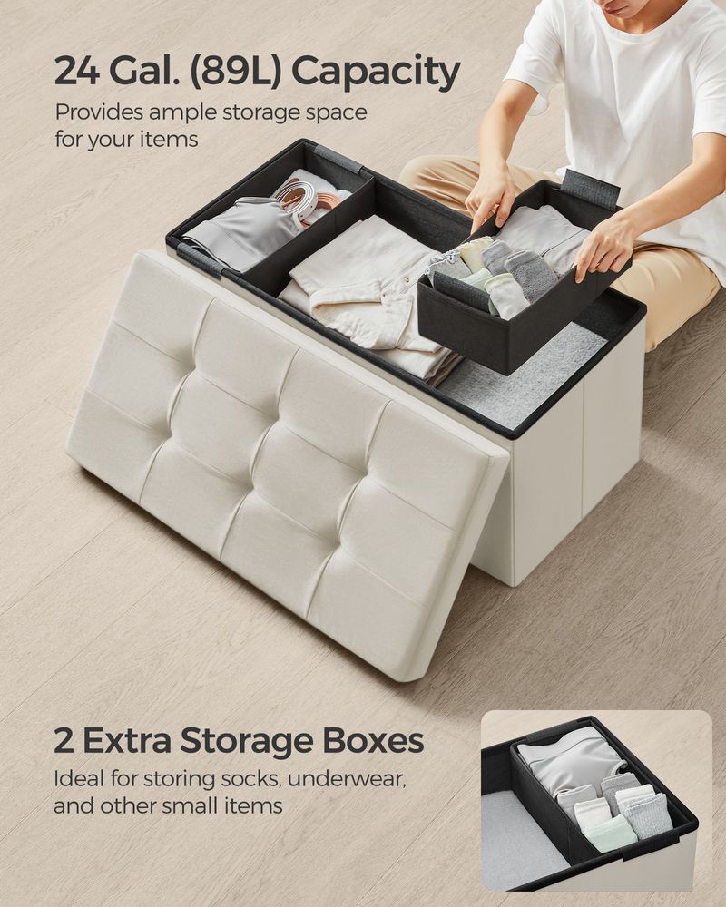 SONGMICS Storage Ottoman Bench with Storage Chest, Load up to 660 lb