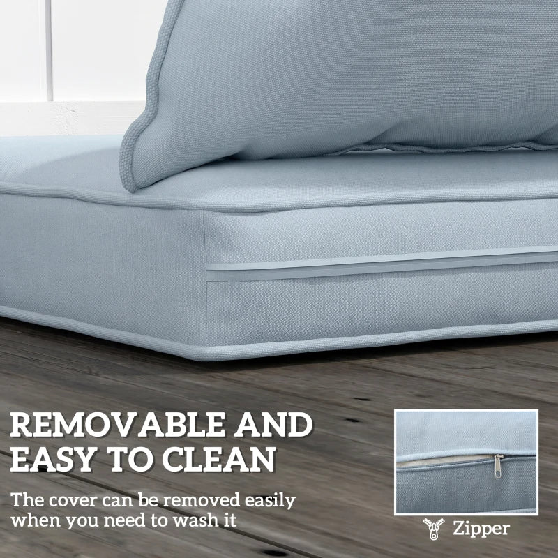 Seat Cushion Back Pillows Replacement Set of 2, Patio Chair Cushions Set for Indoor Outdoor, Light Blue