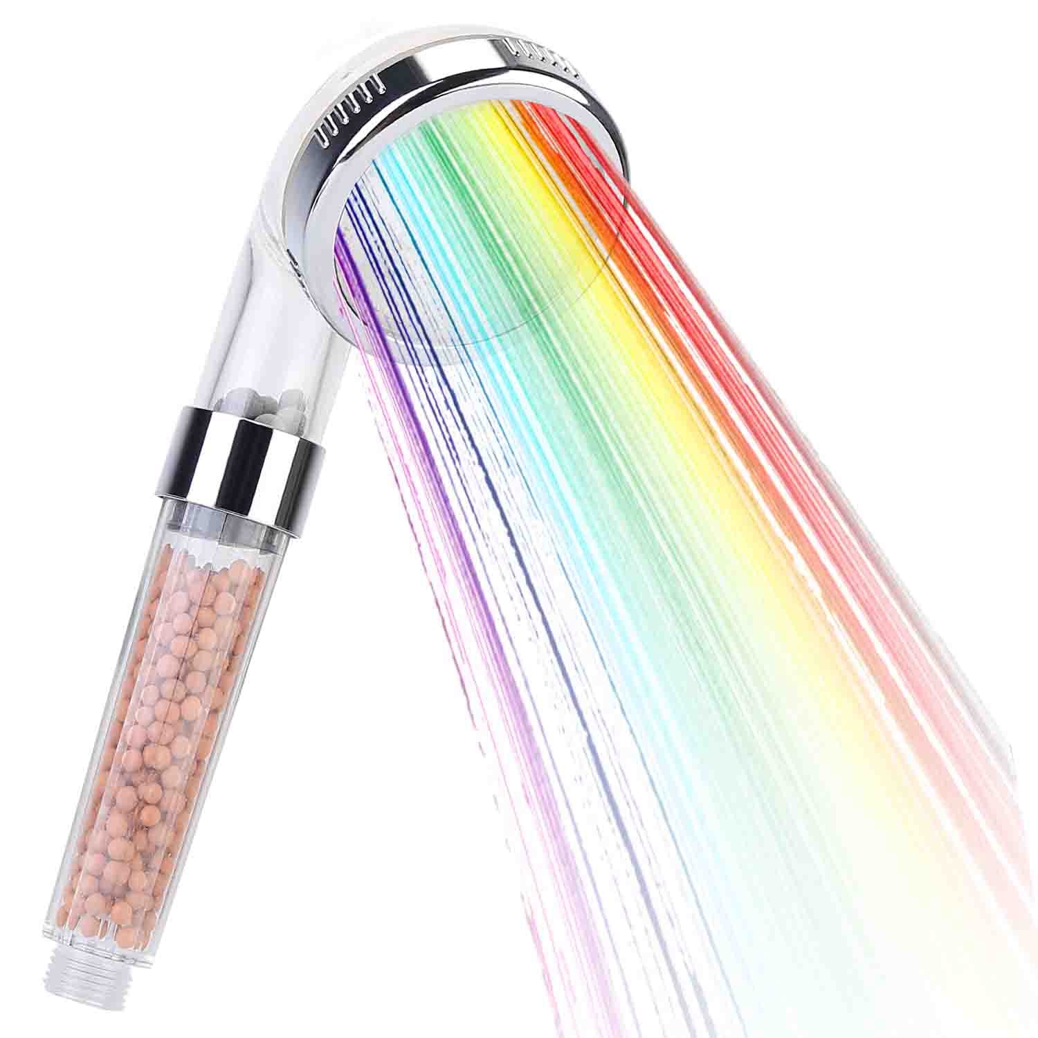 Handheld Shower Head High Pressure Powerful Filter Shower Head with 7 Colors Changing Light