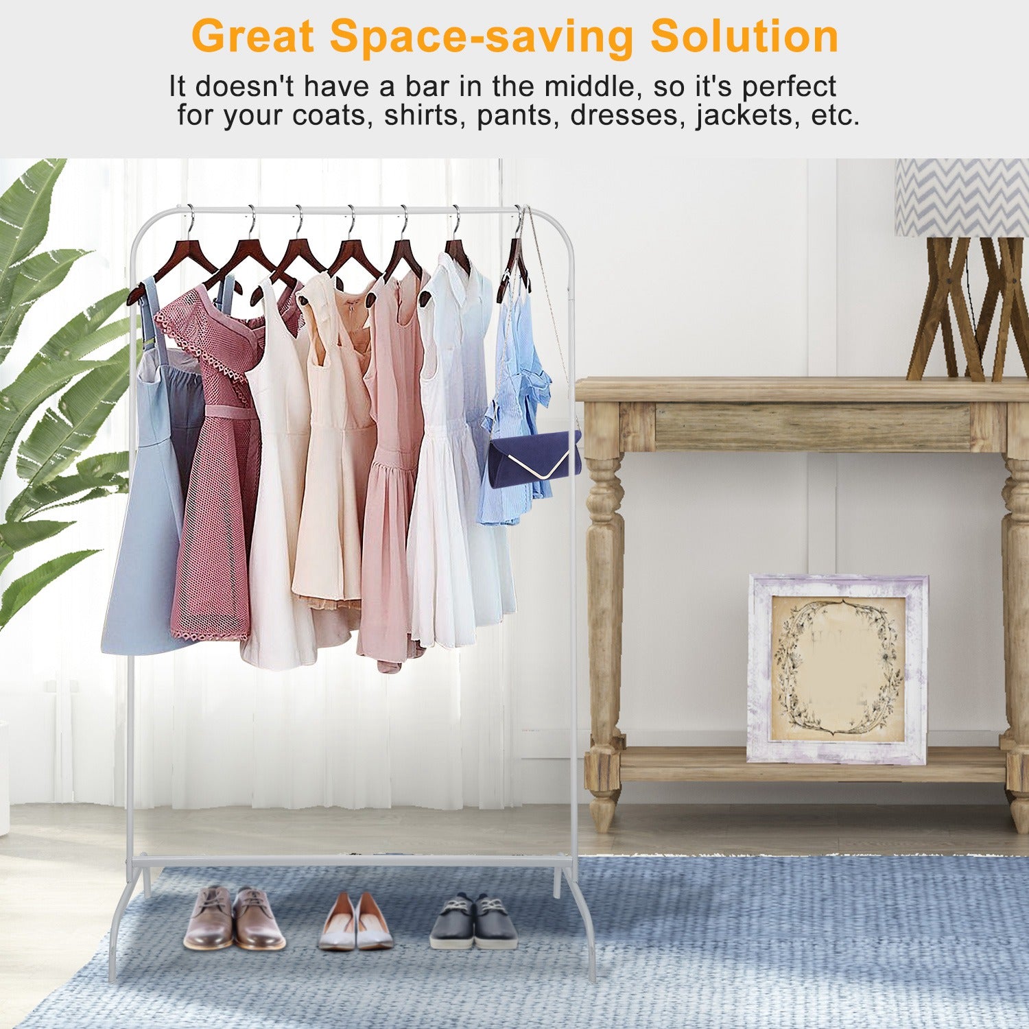 20kg/44lbs Loading Clothing Garment Racks Steel Freestanding Garment Racks Detachable Clothes Rack Stands Cloth Organizer for Store or Hanging Clothes