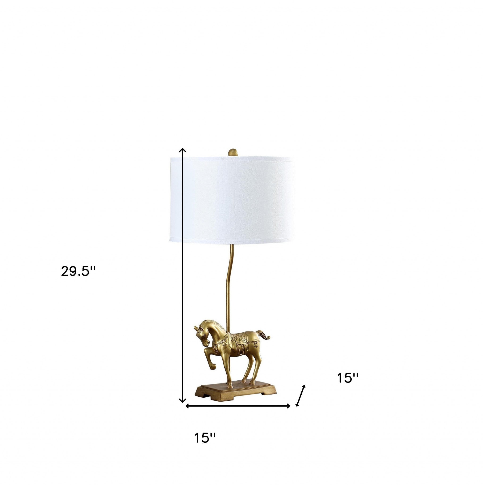30" Gold Stallion Horse Table Lamp With White Shade