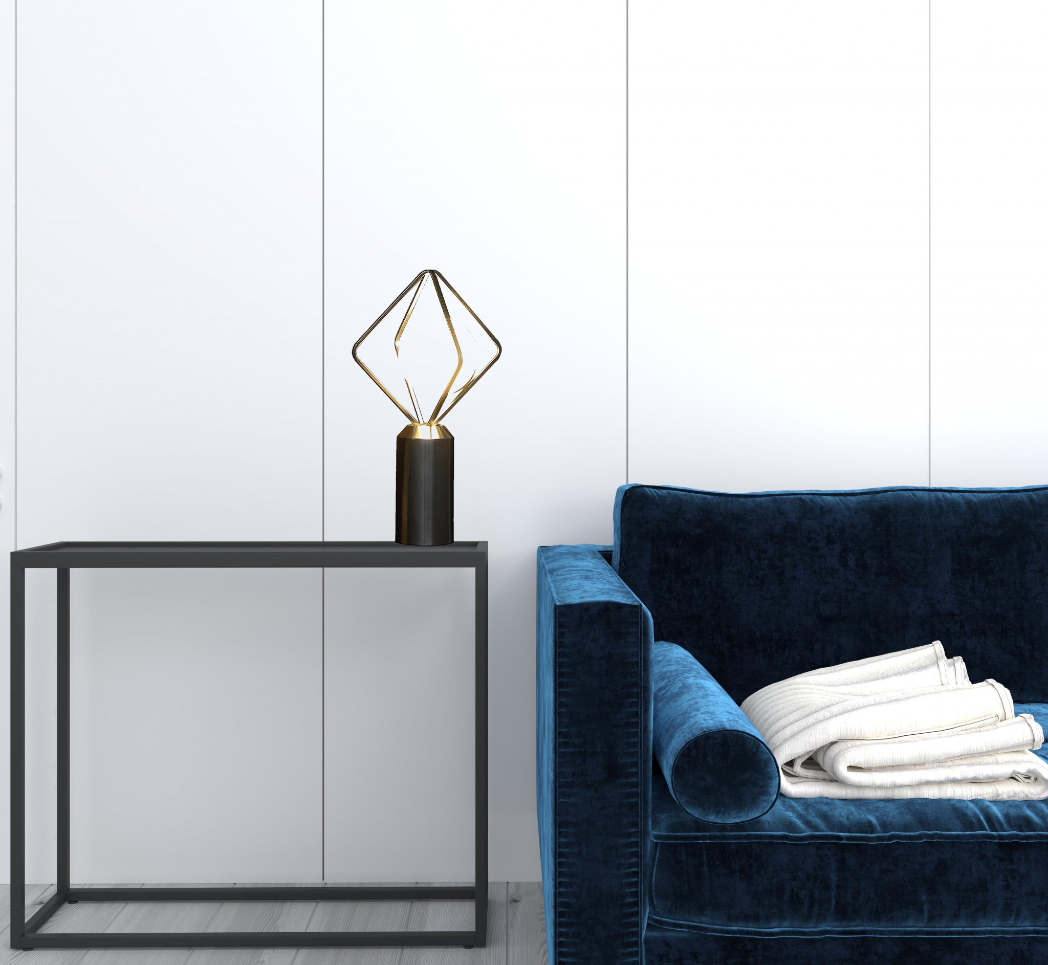 20" Silver Geometric Pedestal Contemporary Table or Desk Lamp