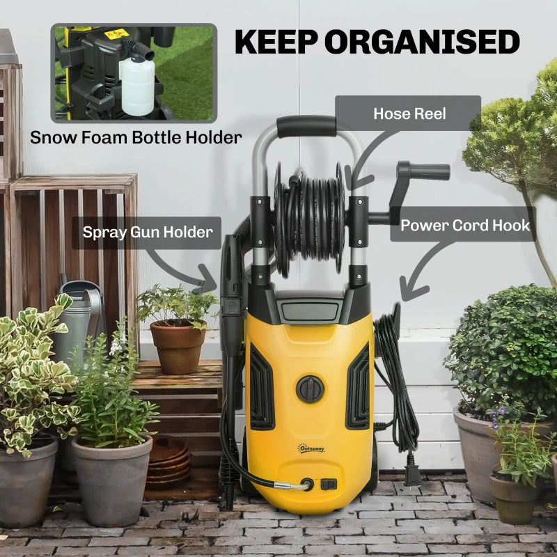 Outsunny Electric Pressure Washer – 2176 PSI High Pressure Power Washer with Adjustable Nozzle