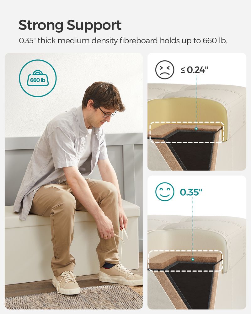 SONGMICS Folding Storage Ottoman Bench