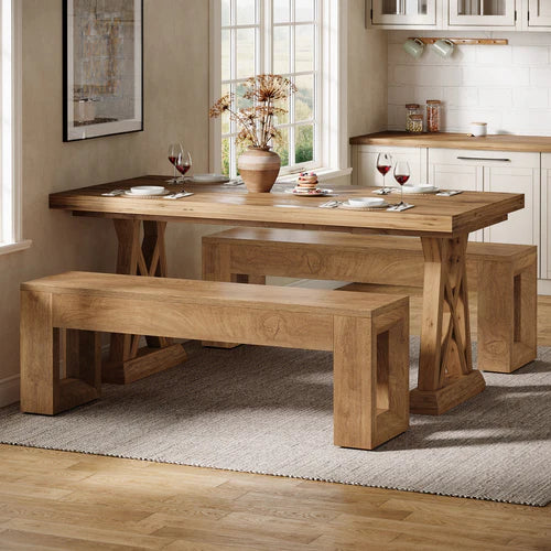 Dining Bench 47" Farmhouse Kitchen Dinner Bench Seat Rustic Wood