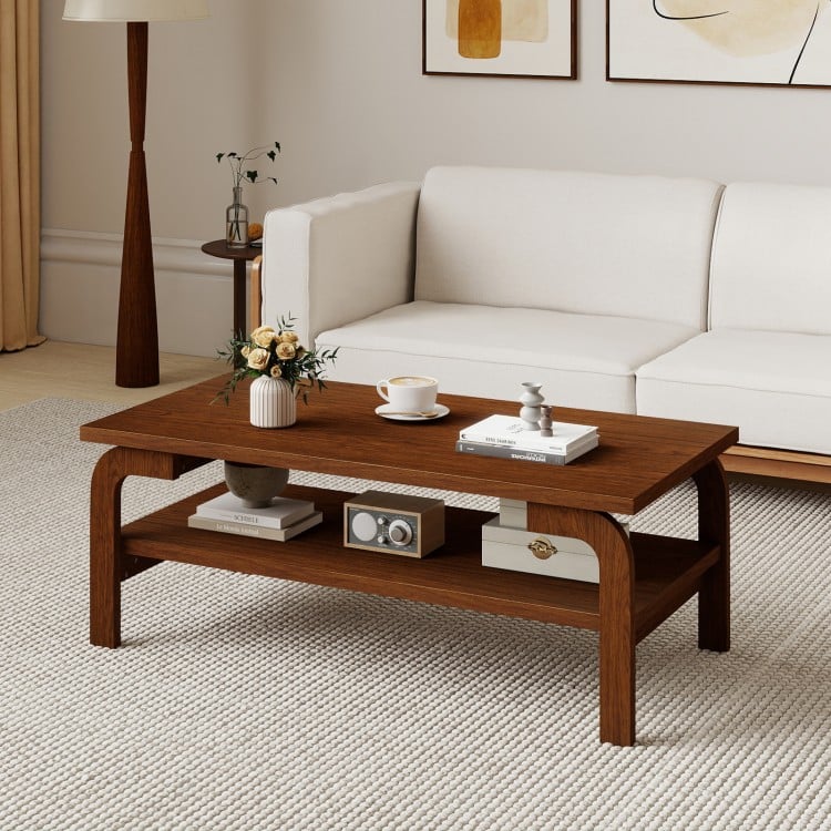 47 Inches Accent Rectangular Coffee Table for Living Room-Walnut