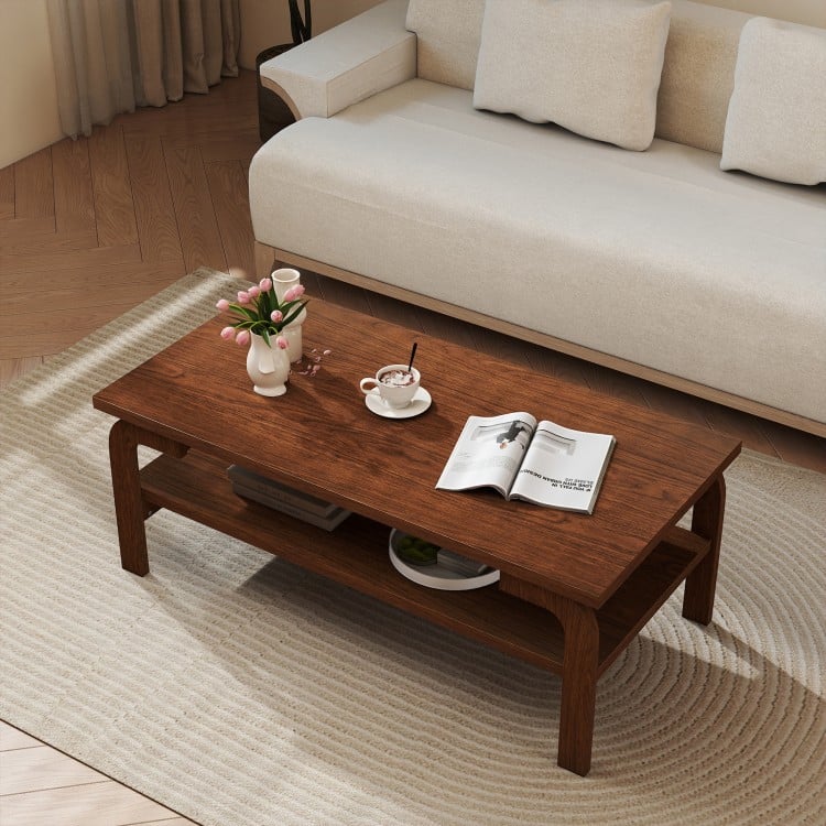 47 Inches Accent Rectangular Coffee Table for Living Room-Walnut