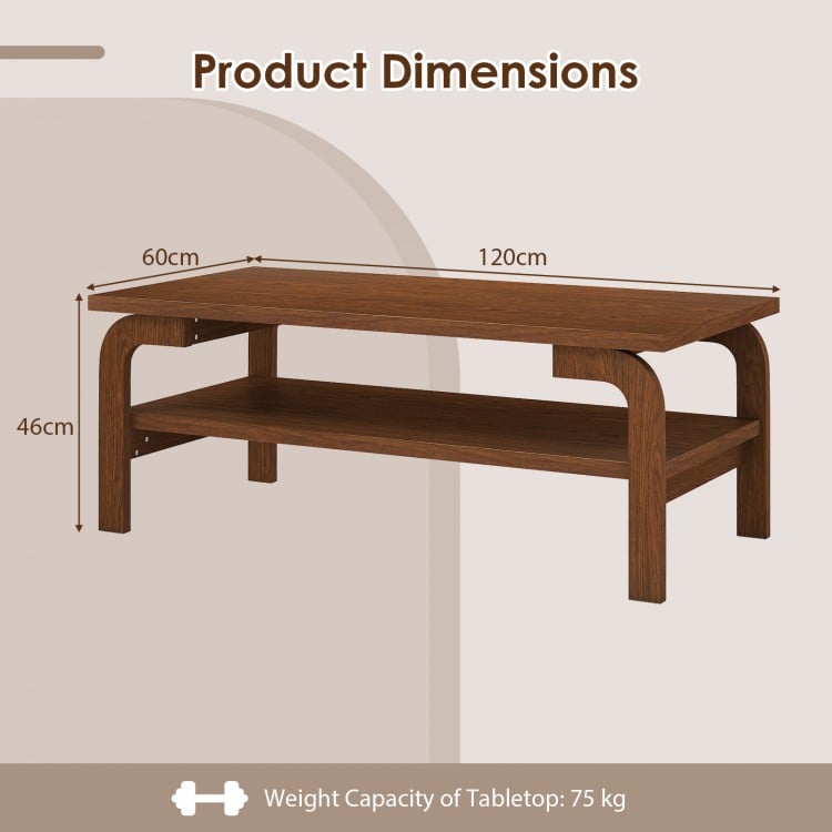 47 Inches Accent Rectangular Coffee Table for Living Room-Walnut
