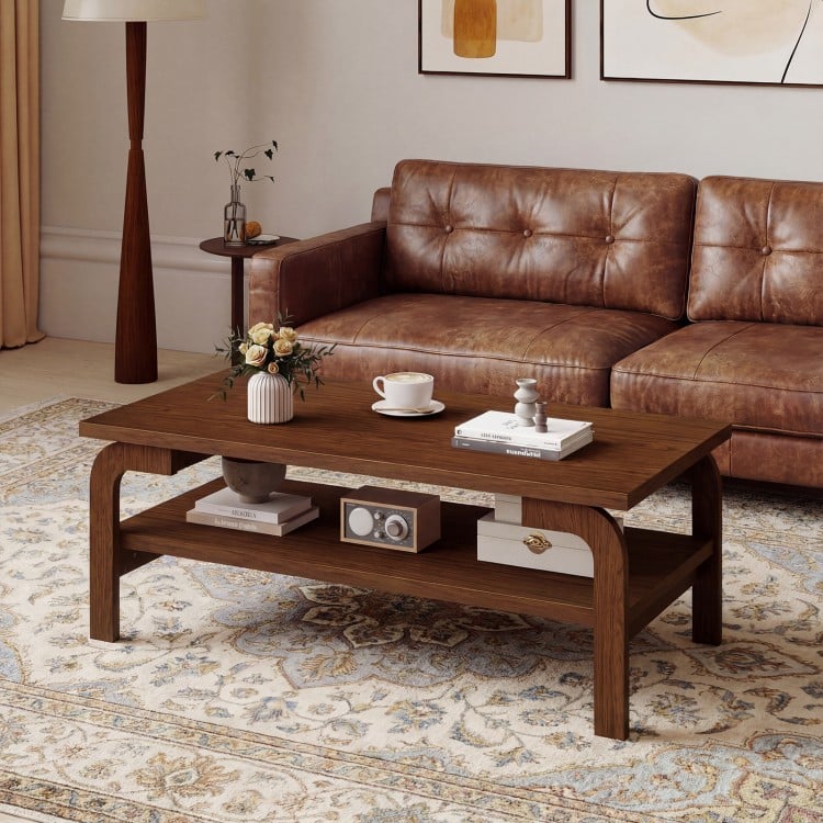 47 Inches Accent Rectangular Coffee Table for Living Room-Walnut
