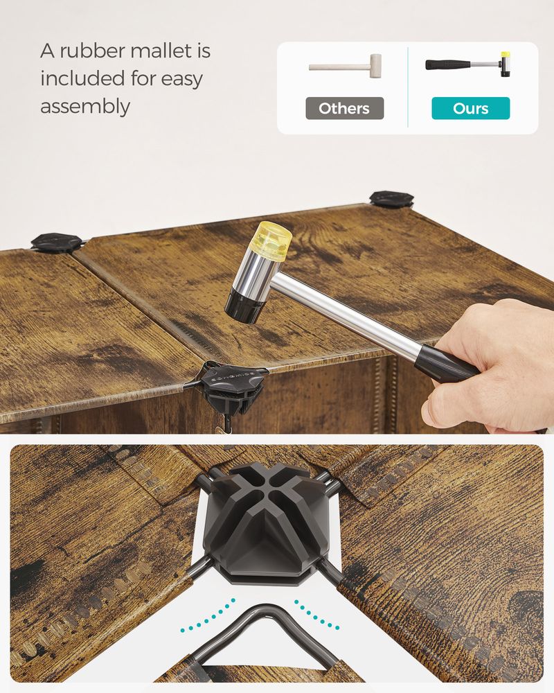 SONGMICS 6 Cube Storage Organizer with Feet and Rubber Mallet