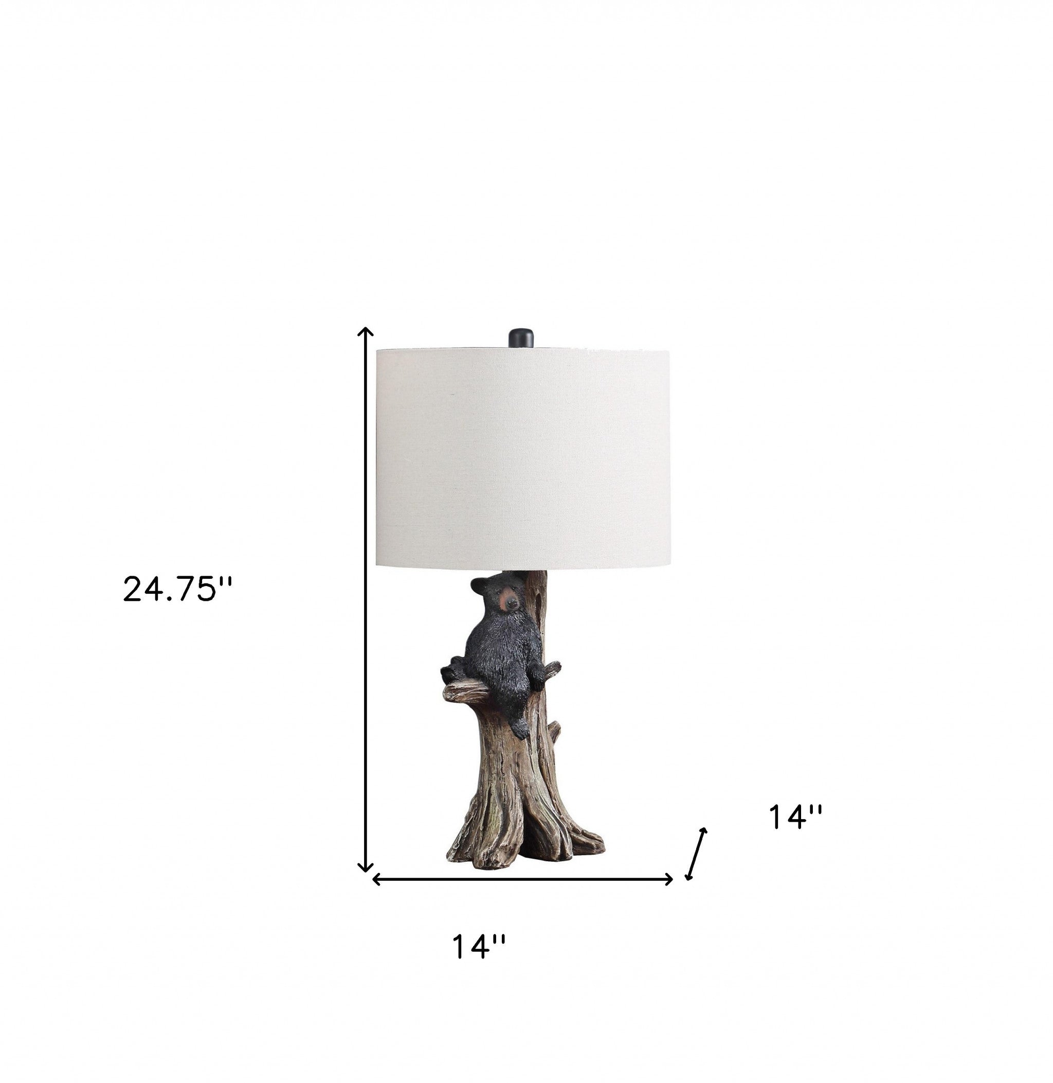 25" Black Blear in a Tree Table Lamp With Beige Shade