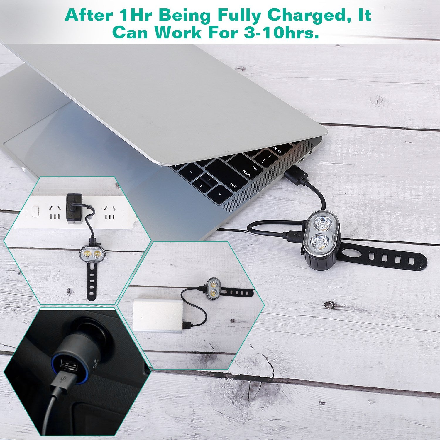 Bike Headlight Taillight Set USB Rechargeable Bicycle Safety Lamp IPX4 Waterproof Bicycle LED Front Light Taillight