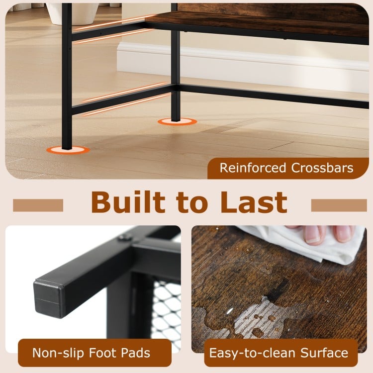 48 Inch Computer Desk with Power Outlets and Storage Shelves-Rustic Brown