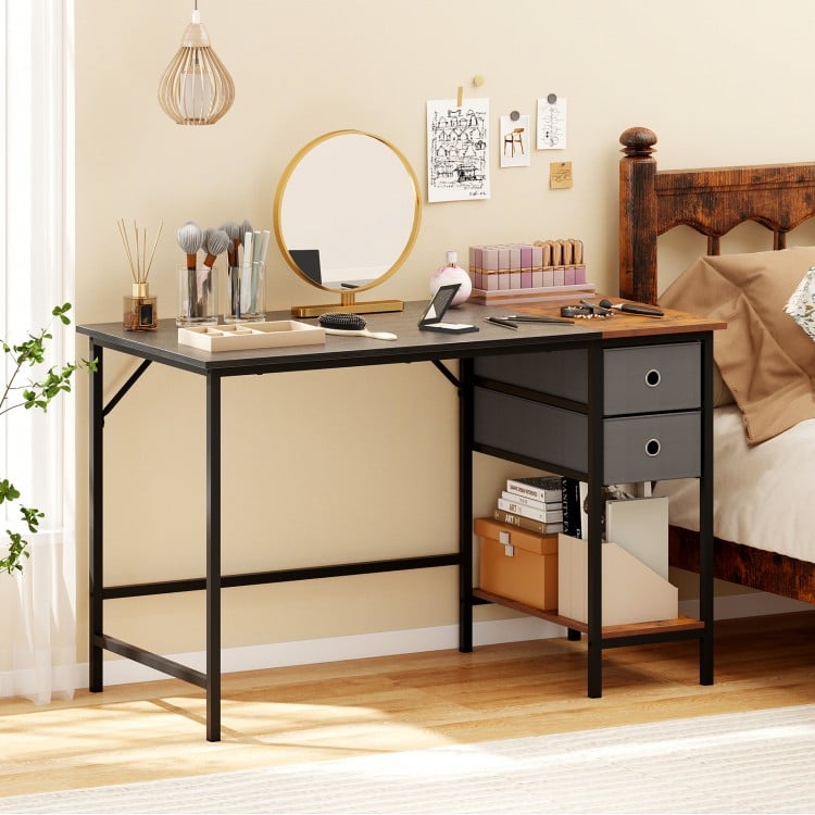 48 Inch Computer Desk with 2 Fabric Drawers Industrial Home Office Desk-Black