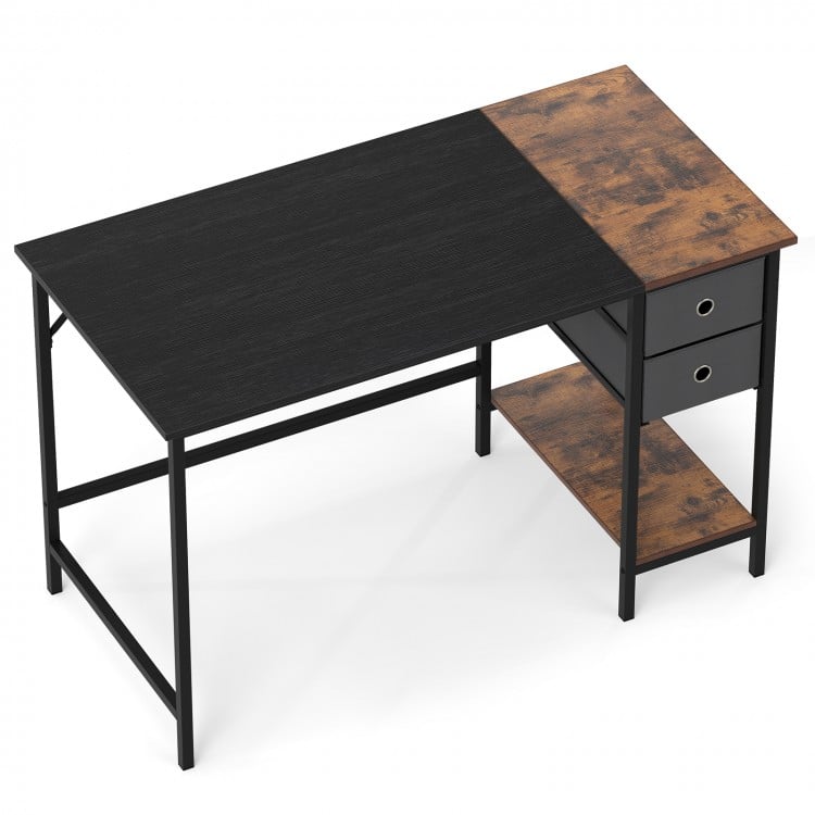 48 Inch Computer Desk with 2 Fabric Drawers Industrial Home Office Desk-Black