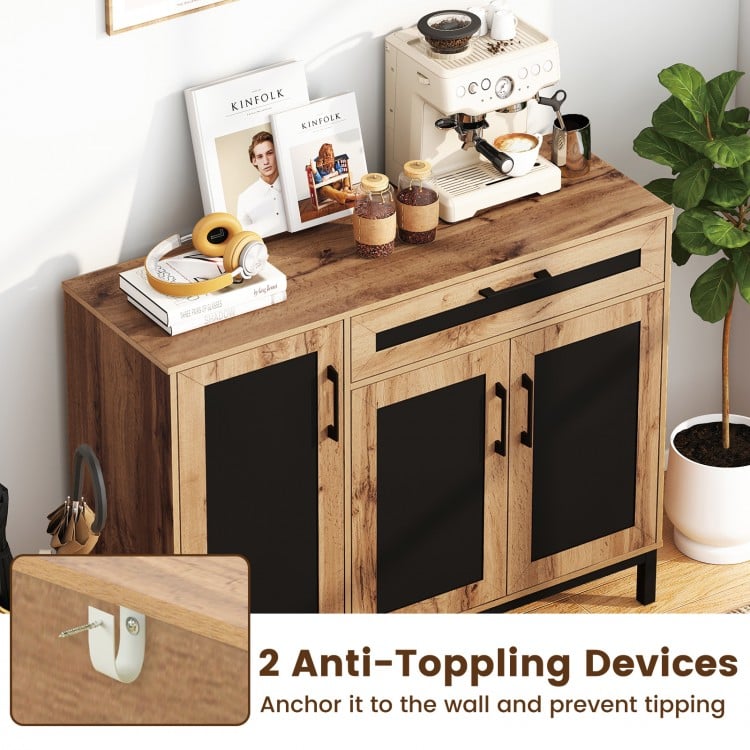 48 Inch Sideboard Buffet Cabinet with Drawer and Metal Legs-Natural