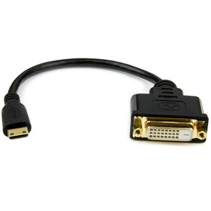 8 in (20cm) Mini HDMI to DVI Cable, DVI-D to HDMI Cable (1920x1200p), HDMI Mini Male to DVI-D Female Display Cable Adapter