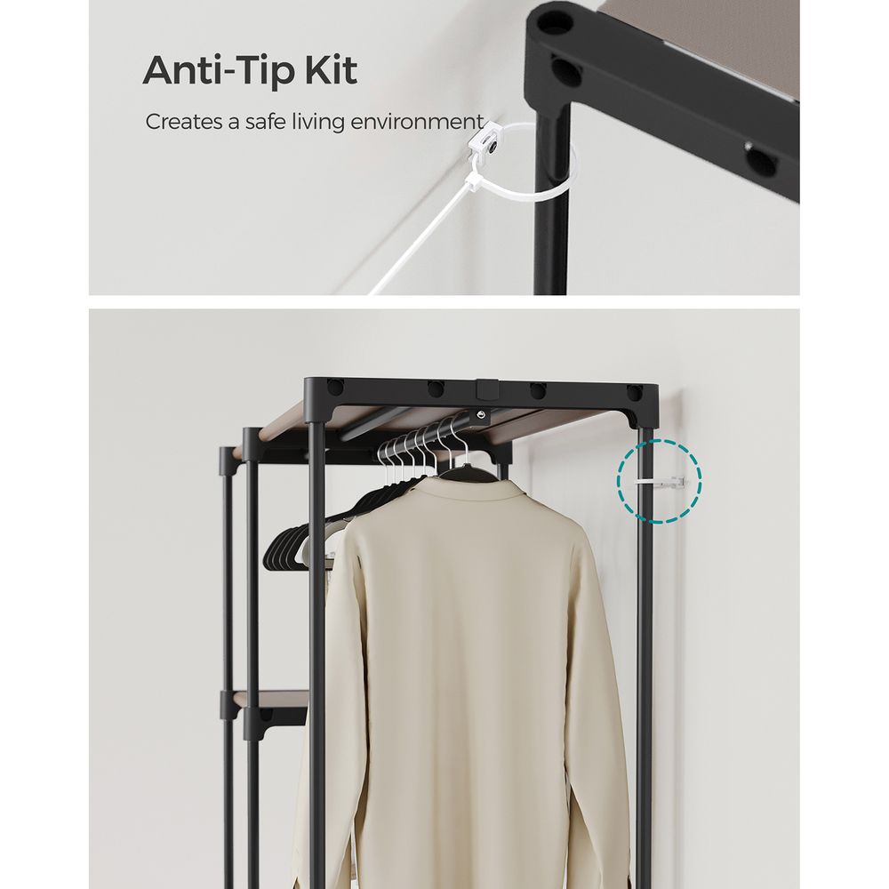 SONGMICS Freestanding Closet Organizer with Shelves, Hanging Rods