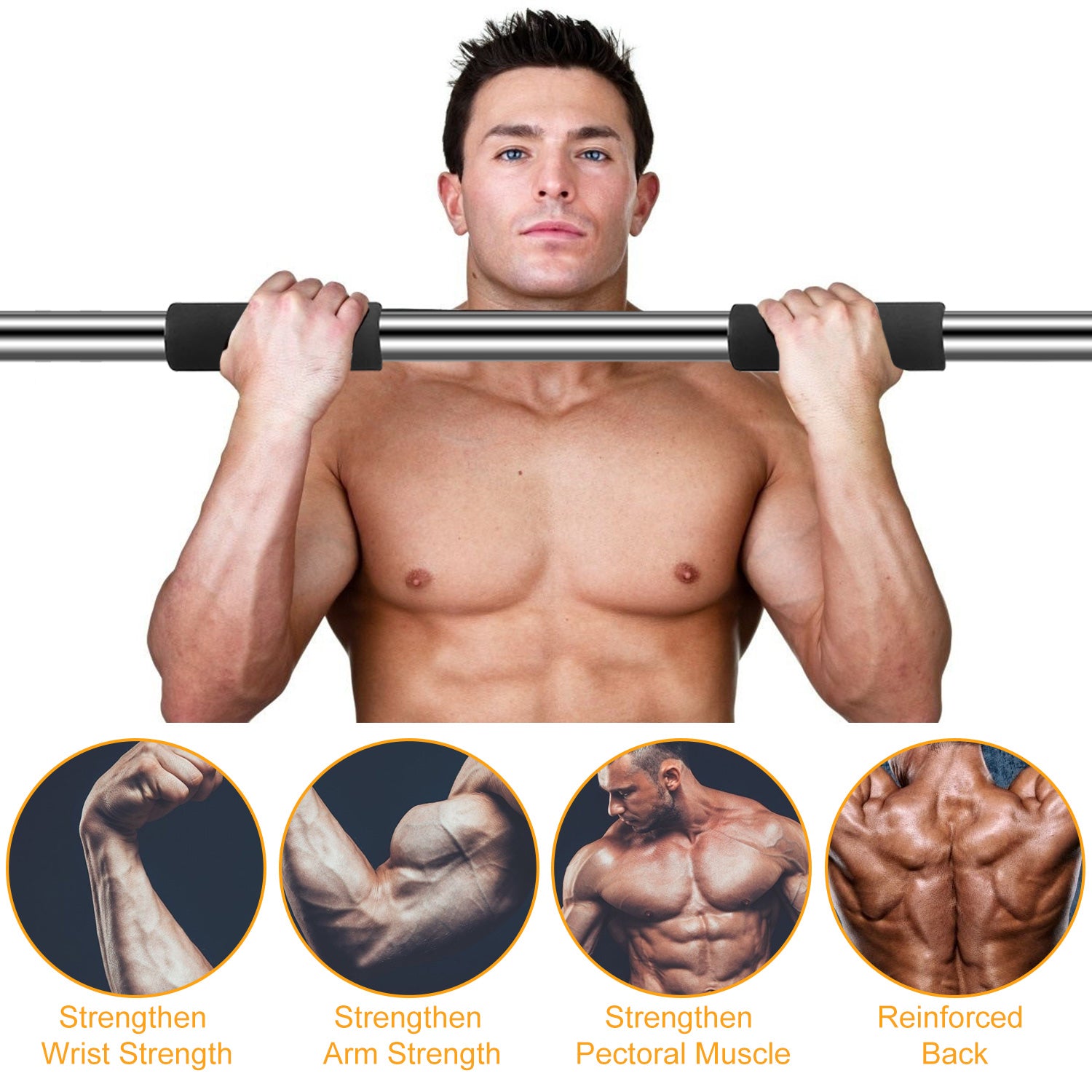 Doorway Pull Up Bar Exercise Gym Chin up Bar With Screws 24.4 To 39.4 Inches Adjustable Comfort Foam Grips For Door Home Exercise Workout Training Fit