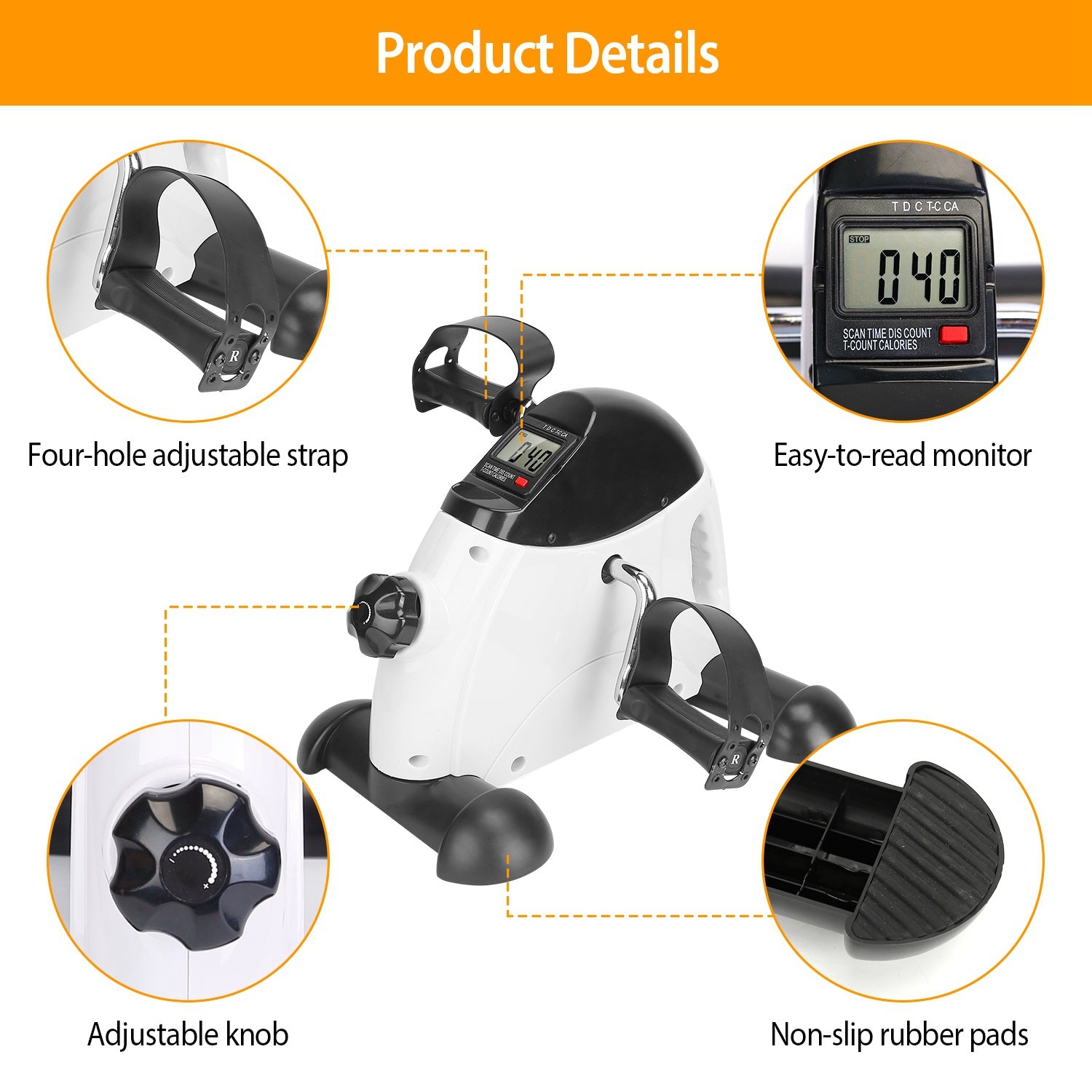 Stationary Under Desk Bike Pedal Exerciser Arm Leg Exerciser with LCD Screen Mini Exercise Cycle Bike