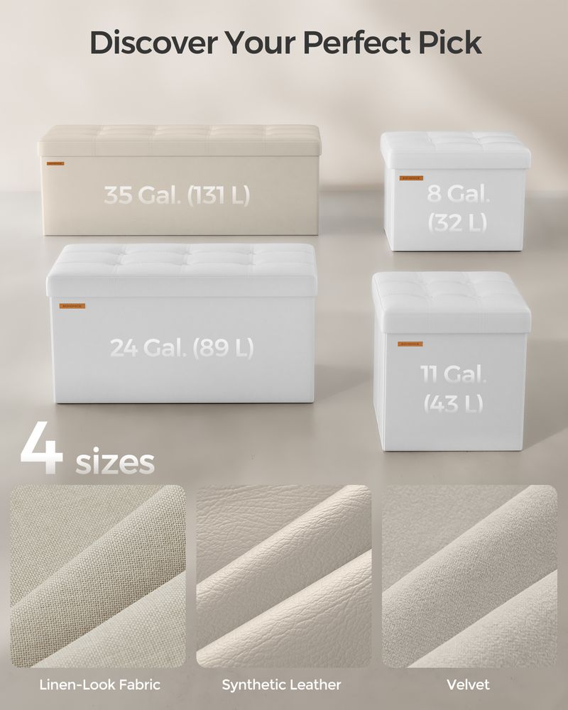 SONGMICS Folding Storage Ottoman Bench