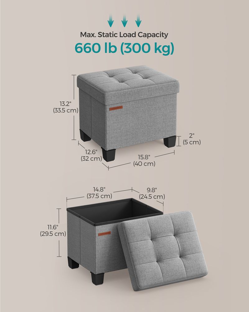 SONGMICS Small Ottoman Foot Rest with Legs