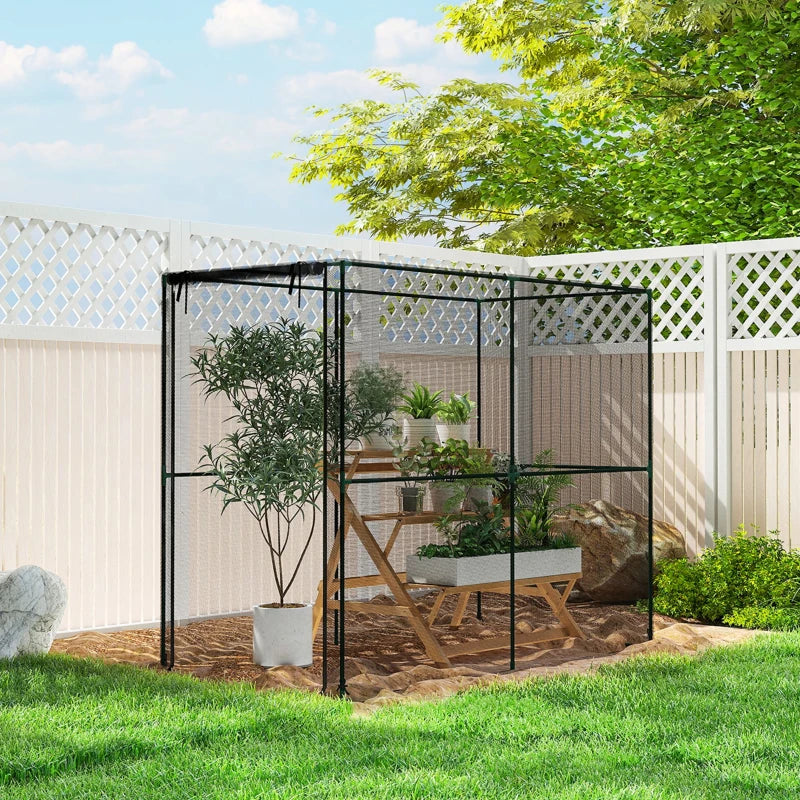 Crop Cage, Plant Protection Tent with Zippered Door, Plant Protector from Animals for Vegetables Flowers Fruits, Black