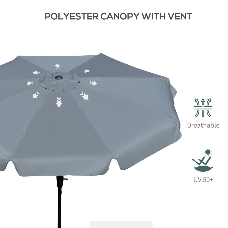 8.5 ft Outdoor Market Table Umbrella, Round Patio Umbrella with Tilt and Crank for Garden, Backyard, Deck, Dark Grey