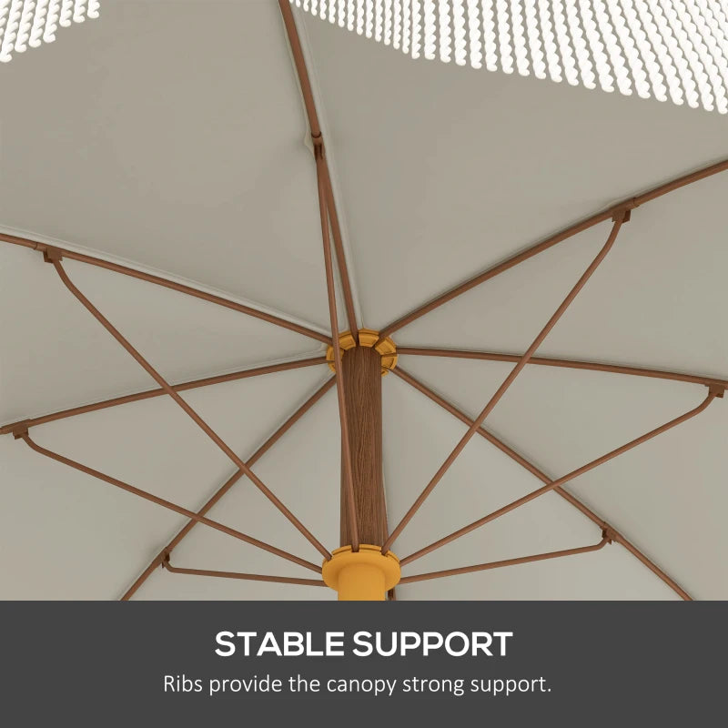 6.2' Beach Umbrella for Travel, Vent, Ruffles, Carry Bag, Portable Outdoor Umbrella for Garden, Light Grey
