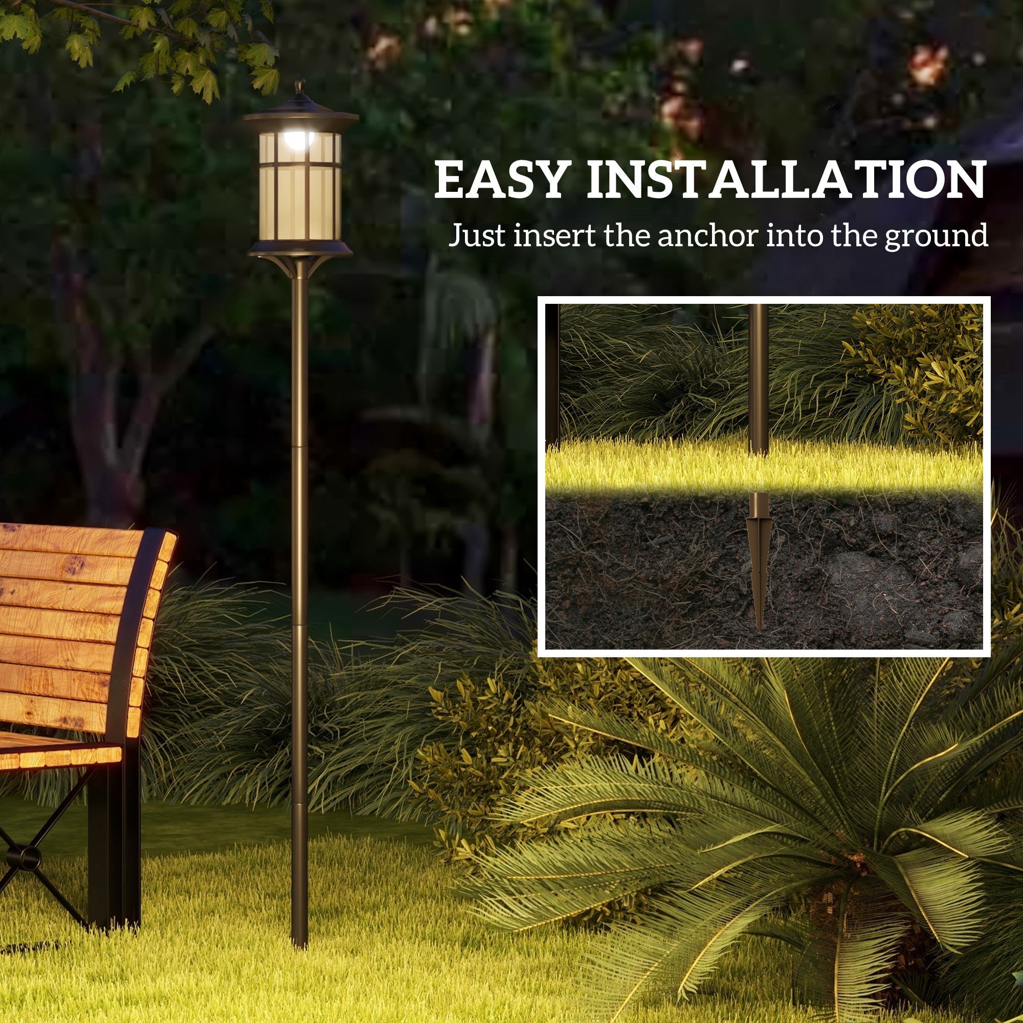 Outsunny 72" Solar LED Post Light - Cool White, Waterproof IP44 for Outdoor Patio, Garden, Backyard, Pathway