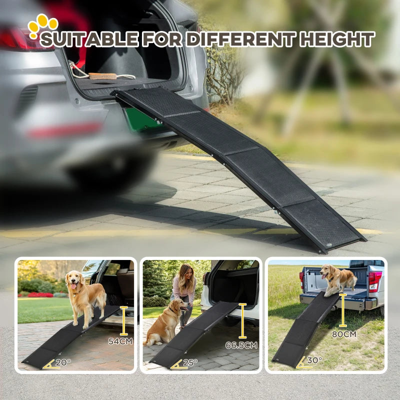 Folding Pet Ramp, 62 Inch Lightweight Portable Dog Ramp for Extra Large Dogs, Non-Slip Surface for Cars, Trucks and SUVs, Black