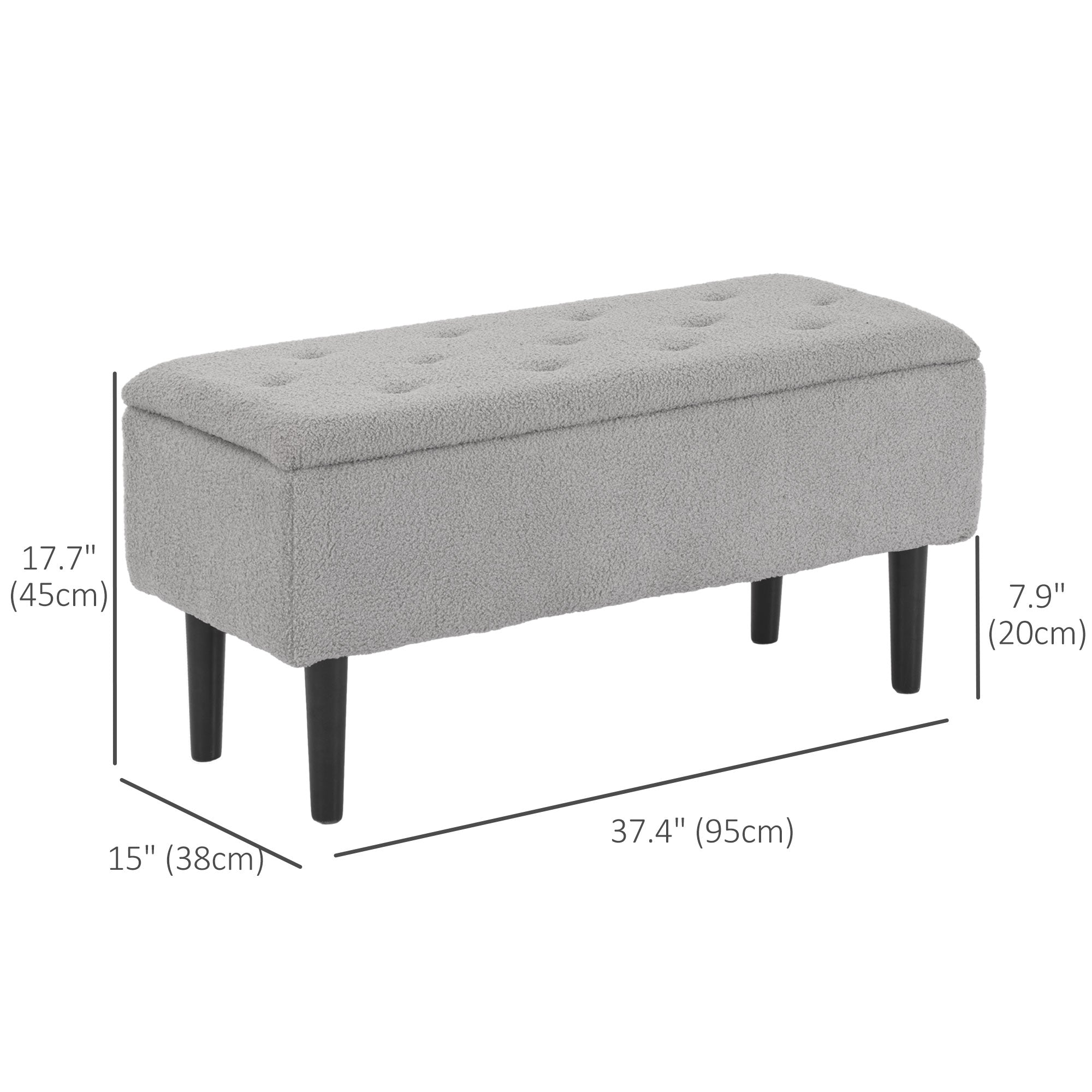 HOMCOM Luxe Lamb's Wool Ottoman: Modern Storage Bench for Elegant Living Spaces