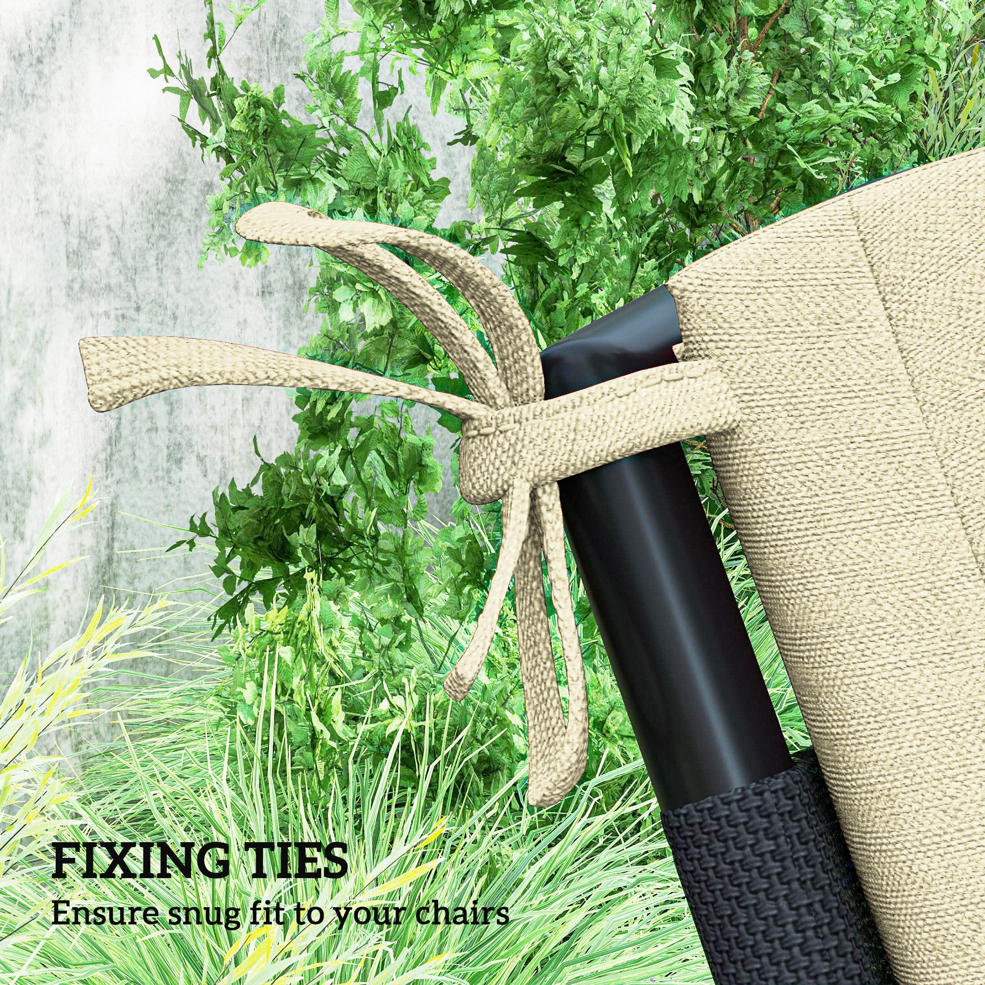 Outsunny Outdoor Cushions Set of 2 for Dining Chairs, Outdoor Seat Cushions with Back, Fade-Resistant Yarn-Dyed Polyester, Beige