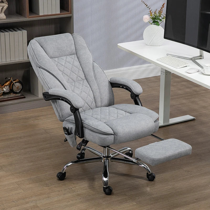 Massage Office Chair, Reclining Computer Chair with Adjustable Height and Footrest, Grey