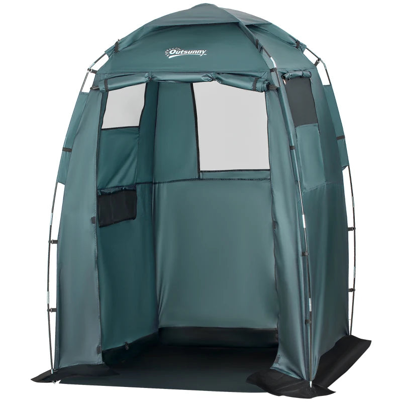 60" x 60" x 82" Shower Tent Extra Wide Changing Room Privacy Portable Camping Shelters with Windows & Floor Mat, Green