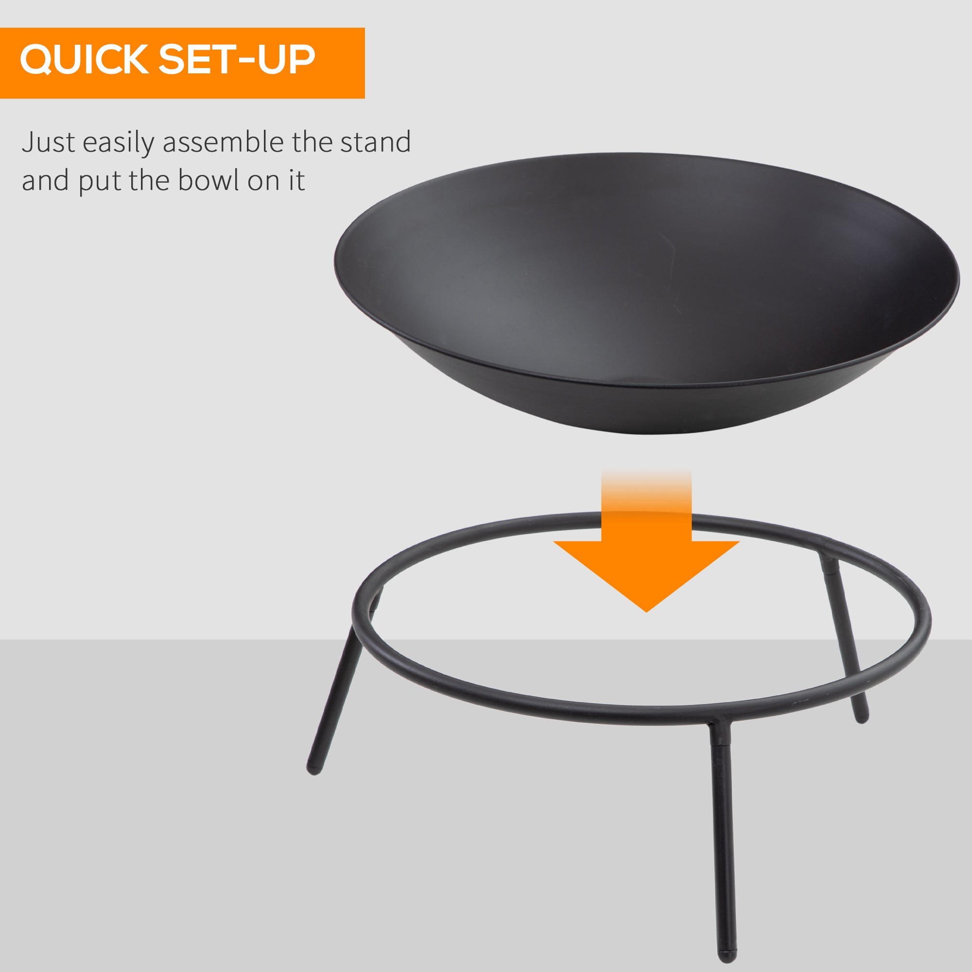 Outsunny Fire Pit with Poker, Garden Fire Brazier Patio Heater Log Wood Burner for Outdoor Camping Bonfire, Black